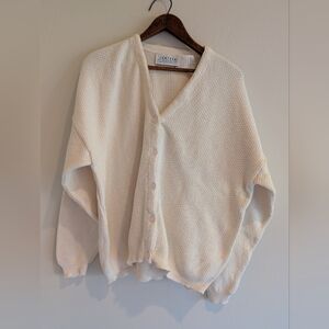 Vintage Jantzen 100%Cotton Seed Stich Cardigan Ivory Ecru Women's XL